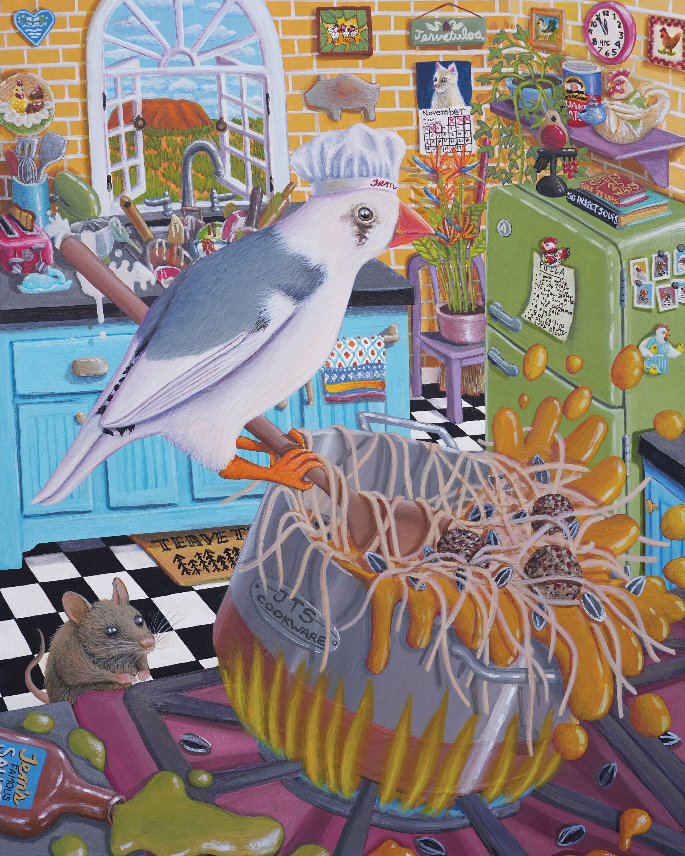 Chef's Kiss, Zebra Finch Style ~ Watercolor Bird Giclée Art Print