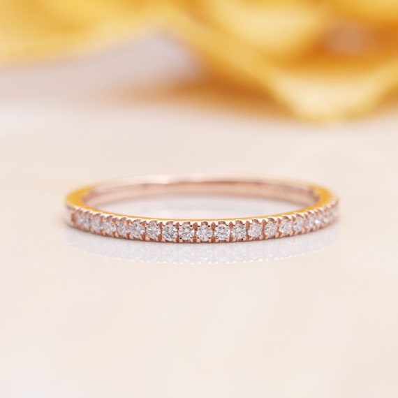 14k Gold Diamond Halfway Wedding Band/Diamond Ring/Perfect Matching Band for Any Engagement Ring/Stacking Ring/Promise Ring/Wedding Band