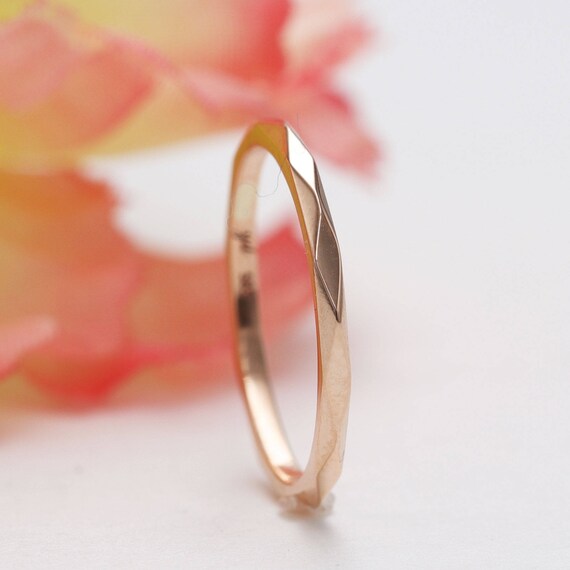 14K Rose Gold Hammered Wedding Band/Matching Band for Engagement Ring/Stackable Ring/ Promise Gold Ring/ Dainty Ring/Gift Gold Ring/Ring