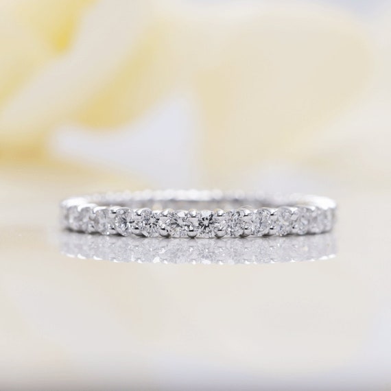 14K White Gold 0.76CT Diamond Eternity Wedding Band/Diamond All the Way Ring/Perfect Matching Band for Any Engagement Ring/Promise Ring