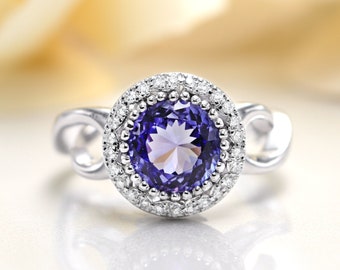 14K Solid Gold 1.98 CT Natural AAA Tanzanite Diamond Engagement Ring/Tanzanite Anniversary Ring/Diamond Engagement Ring/Blue Gem Ring/Ring