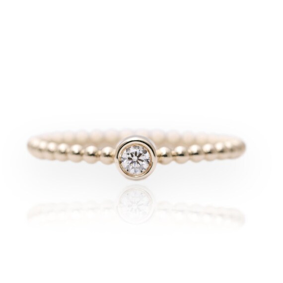 0.03CT Diamond Bezel Gold Bead Ring.Gold Bead Band.14K White,Yellow,Rose Gold Ring.Promise Diamond Ring.Diamond Engagement Band.