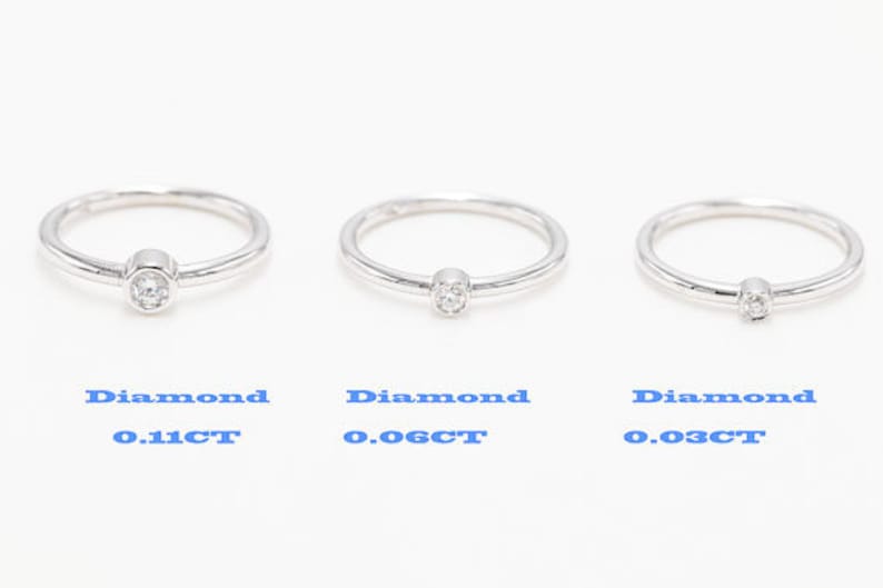Engagement Ring.Promise Ring.Stacking Band,Layered Ring White 14K Gold Bezel Diamond Ring Rose Gold Band 0.11 CT Diamond Ring.14K Yellow