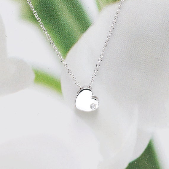14k Gold heart necklace diamond heart pendant/Heart Natural Diamond Pendant Necklace/Valentines Necklace/Gift Necklace/Promise Necklace