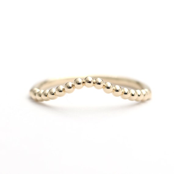 14K Solid Gold Curved  Wedding Band/Dainty Wedding Band/Perfect Matching Band/Stacking Ring/Gift for Her/Wedding Band/Unique Band/Gold Band