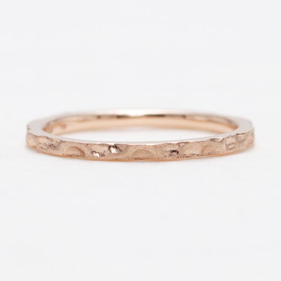 14K Rose Gold Hammered Wedding Band/Matching Band for Engagement Ring/Stackable Ring/ Promise Gold Ring/ Dainty Ring/Gift Gold Ring/Ring