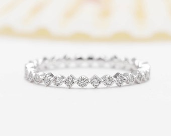 14k Gold Wedding Band/Full Eternity Diamond Ring/Stackable Diamond Ring/Diamond Ring/Matching Band/Diamond Wedding Ring/Christmas Gift Ring