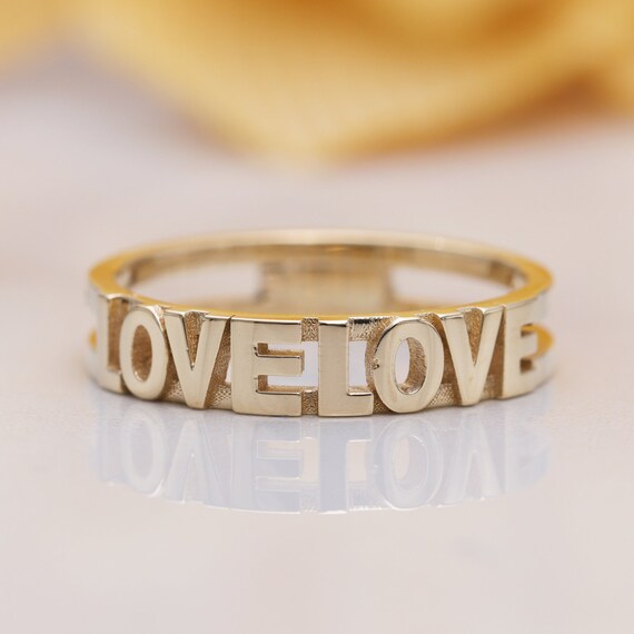 14k Gold Love Ring/Love Band/Layered Ring/Gift gold Ring/Proposal Ring/Women's Ring/Message Ring/Birthday Gift/Christmas Ring Gift/Gold Ring