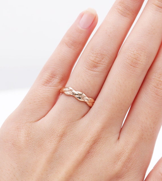 14K Gold Twist Ring/Braided Ring/Gold Stack Ring/Bridal Jewelry/Stacking Ring/Promise Ring/Matching for Ring/Gift Gold Ring for Any Occasion