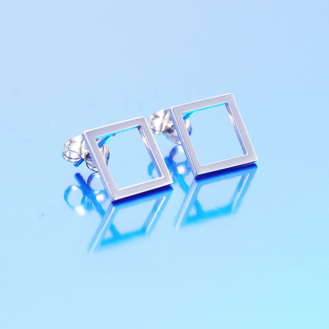 14K Gold Square Earrings/geometric Studs/minimal Earrings/geometric