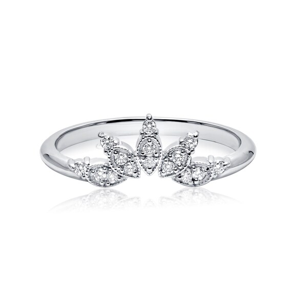 14K Gold Diamond Big Straight Crown Ring/Princess crown ring/Matching Band/Stackable Ring/Tiara ring/Crown ring/Bridal ring/Princess Ring