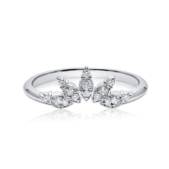 14K Gold Diamond Big Straight Crown Ring princess Crown Ring