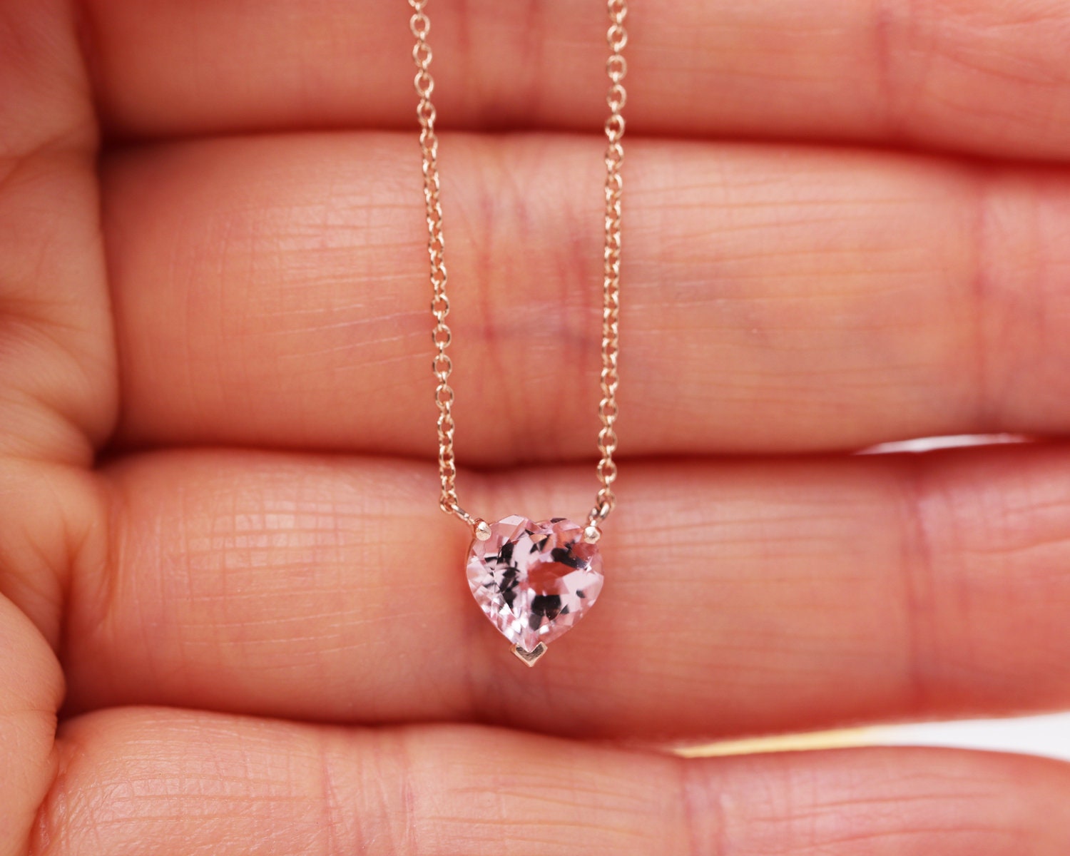 Morganite Necklace Rose Gold, Morganite Pendant, 14K Rose Gold Heart  Necklace, Peach or Pink Gemstone Heart Pendant Bridal Jewelry - Etsy Denmark