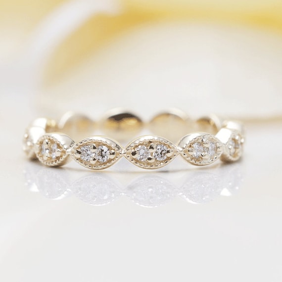 14K Gold Eternity Diamond Wedding Band/Stacking Diamond Ring/Micro prong Ring/Matching Diamond Band/Diamond Wedding Ring/Stacking Ring/Bands