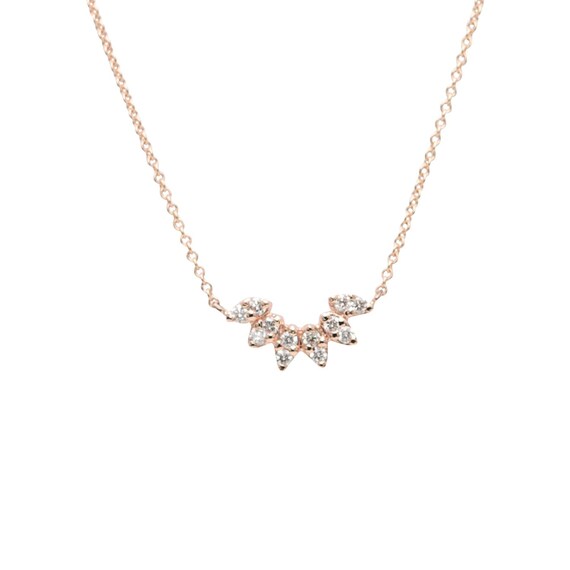 14k Leaf Necklace/Dainty Diamond Pendant/Crown Gold Necklace/14k Gold Pendant/Diamond Necklace/Christmas Gift Necklace/Birthday Gift Pendant