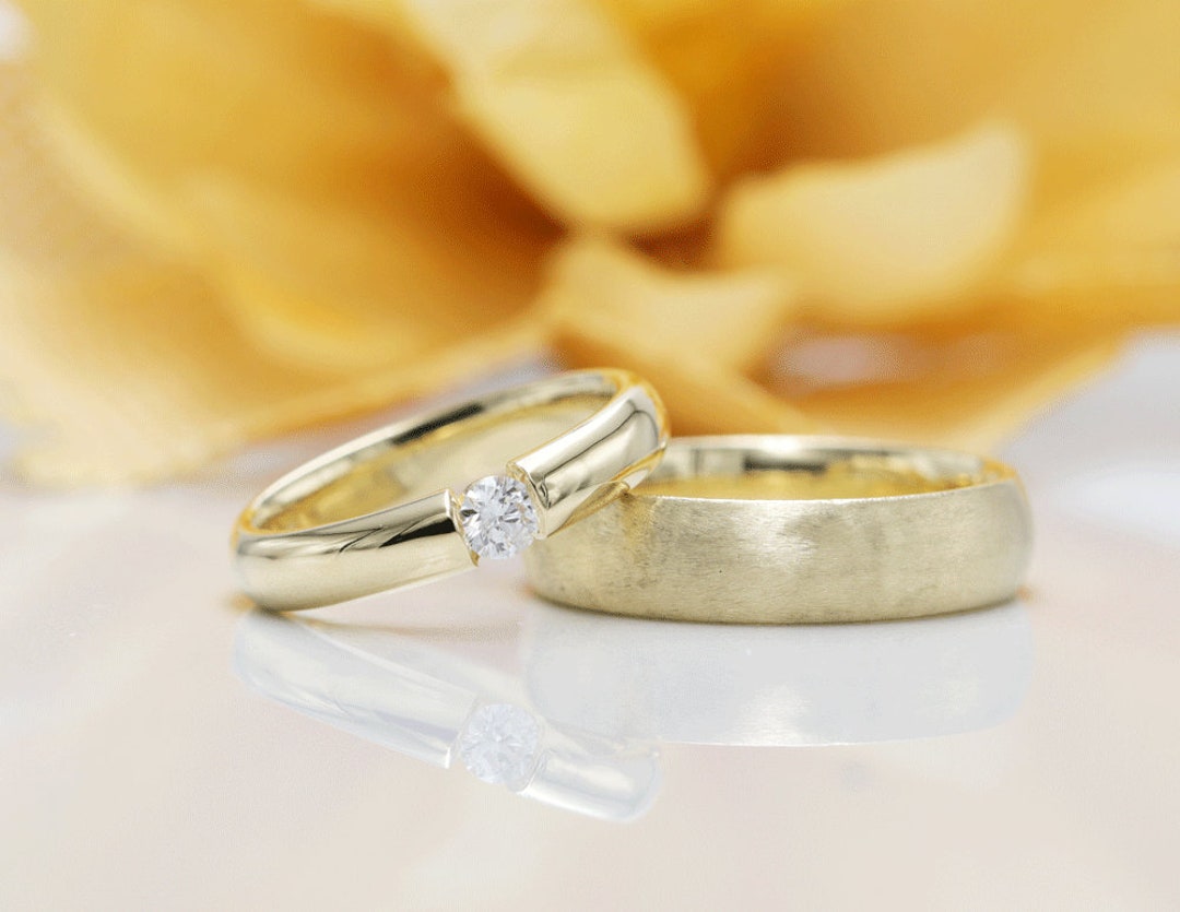 14K Gold Classic Couple Rings Setcouple Rings Price/promise Etsy