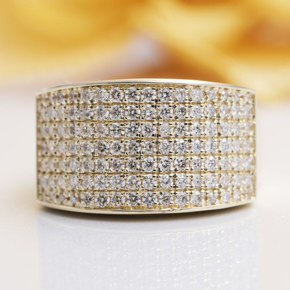 14K Gold 112 Stone 7 Row Diamond ring/Diamond Ring/Wedding Band/Anniversary Ring/Birthday Ring/Diamond Band/7 Row Diamond Band/Gift Ring