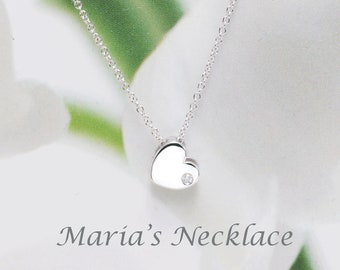 14k Gold heart necklace diamond heart pendant/Heart Natural Diamond Pendant Necklace/Valentines Necklace/Gift Necklace/Promise Necklace