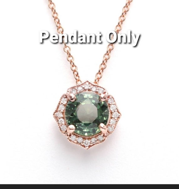 14k Gold Natural Green Sapphire Floral pendant only