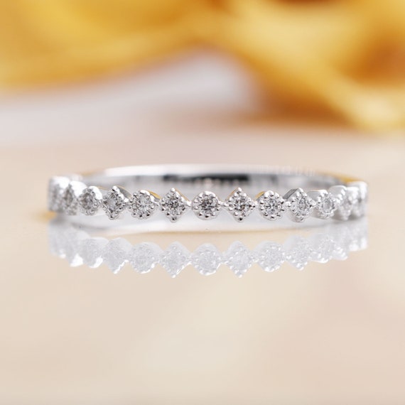 14K Gold Halfway Eternity Diamond Wedding Band/2.5MM Eternity Diamond Ring/Stackable Diamond Ring/Micro Pave Ring/Matching Diamond Band/Ring