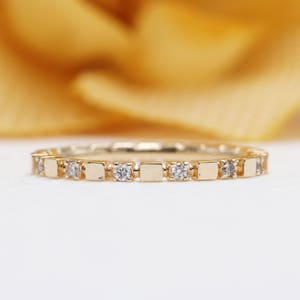 14K Yellow Gold Diamond Eternity Wedding Band/0.10CT Diamond Band/Matching Band for Engagement Ring/Promise Diamond Band/Stacking Band/Gift