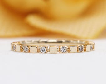 14K Yellow Gold Diamond Eternity Wedding Band/0.10CT Diamond Band/Matching Band for Engagement Ring/Promise Diamond Band/Stacking Band/Gift