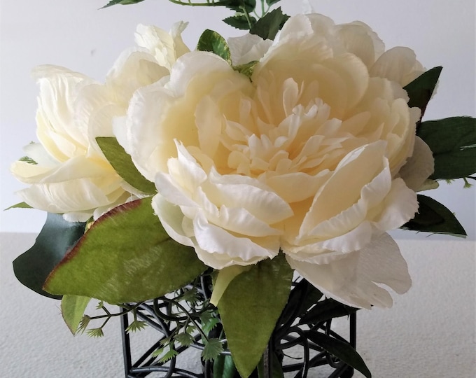 Cream and Blush Peonies in contemporary vase