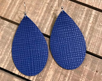Leather teardrop, Royal Blue, Embossed, Light Weight