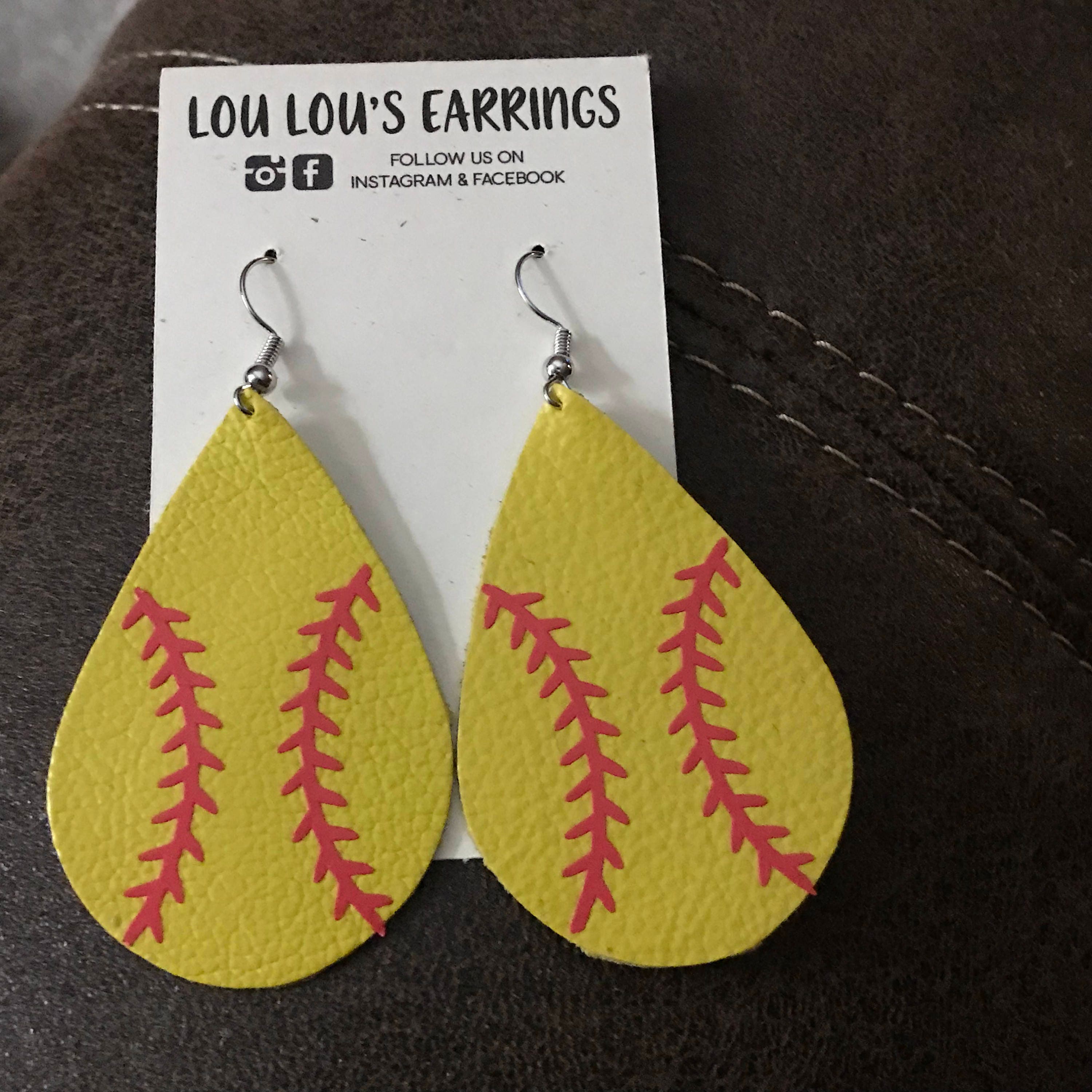Leather Earrings Softball Softball Earrings Sports Mom Etsy