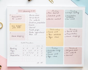 Weekly Planner Notepad: Stay Organized and on Track with Habit Tracker and Goal Setting