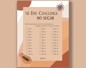 30 Day Challenge No Sugar Printable PDF Digital File