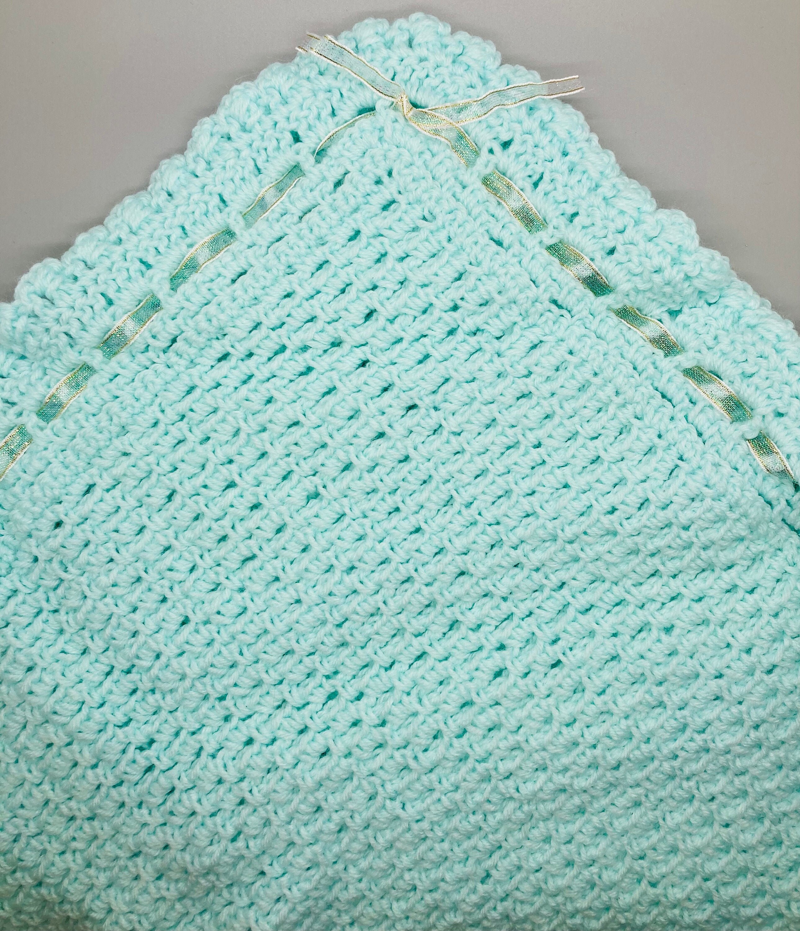 Mint Green Crocheted Baby Blanket Etsy