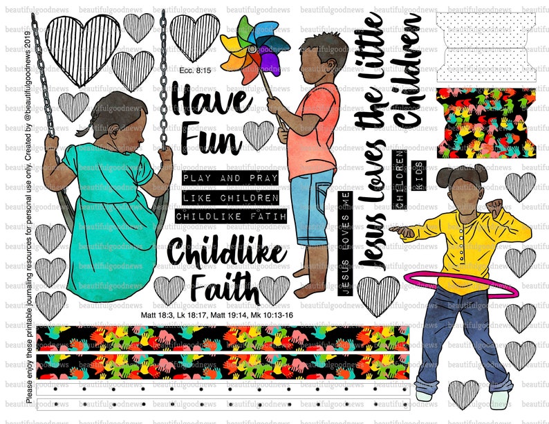 Childlike Faith, beautifulgoodnews, bible journaling, traceable, printable, faith, christian, sticker, art image 2