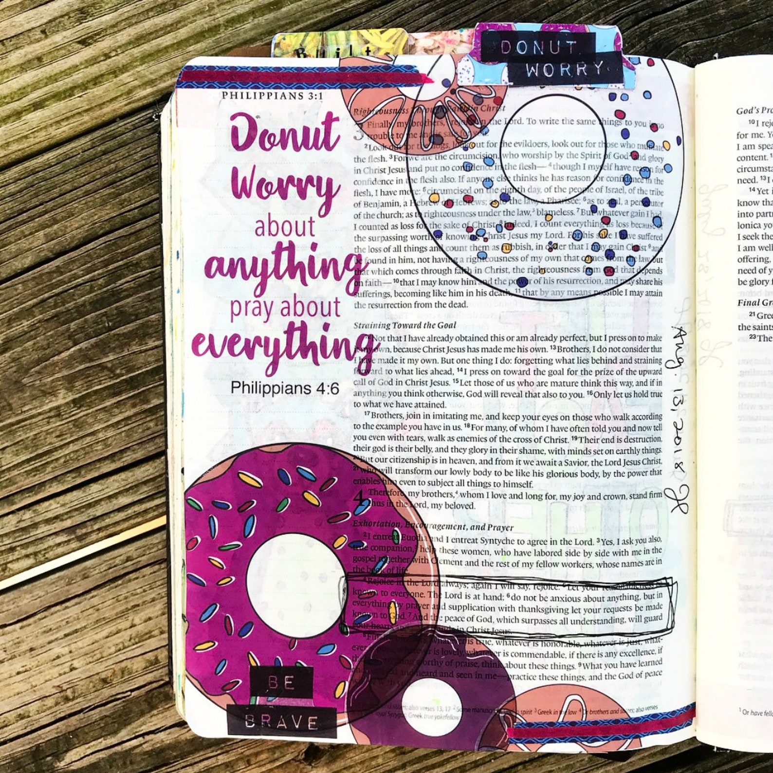 Donut Worry Bible Journaling Traceable Printable Faith | Etsy