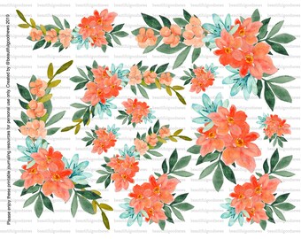 Just Flowers Set 4, beautifulgoodnews, bible journaling, traceable, printable, faith, christian, sticker, art
