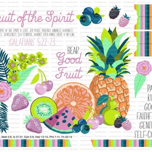 Fruto del Espíritu, hermosas buenas noticias, diario bíblico, rastreable, imprimible, fe, cristiano, pegatina, arte