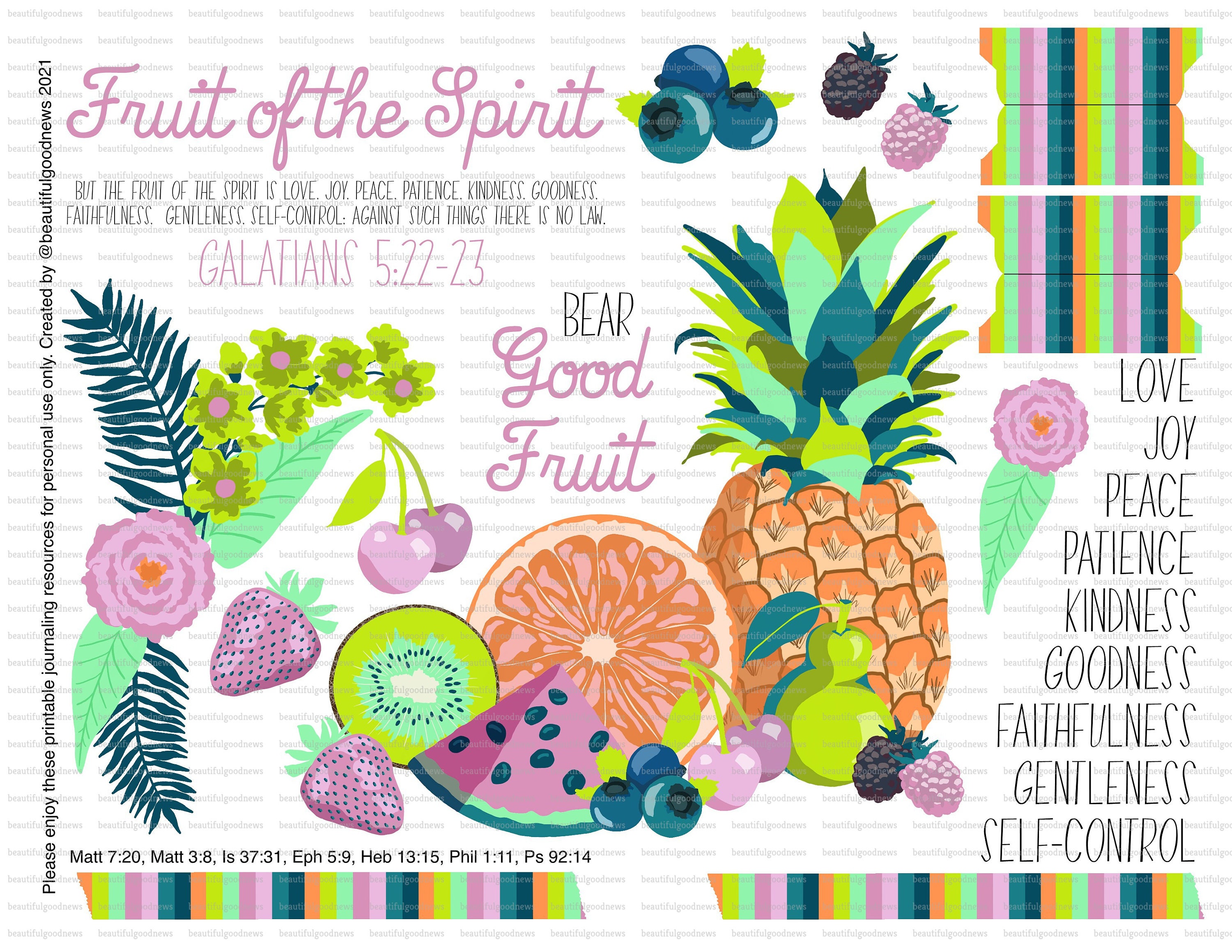 Fruit of the Spirit, beautifulgoodnews, bible journaling, traceable, …