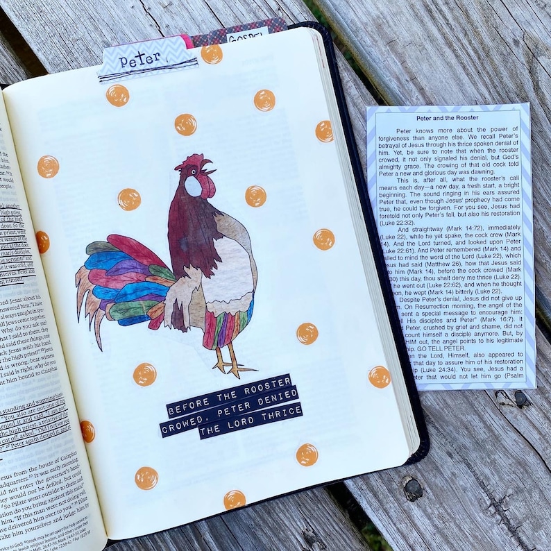 Peter and the Rooster, Easter, Jesus Praying, beautifulgoodnews, bible journaling, traceable, printable, faith, christian, sticker, art image 5