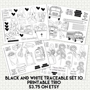 Black and White Bible Journaling Traceable Set 10, beautifulgoodnews, Big Bibles, Sunflower Faith, Back to School, bible art