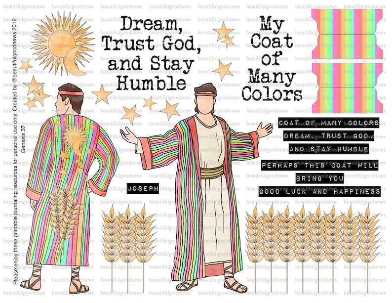 Coat of Many Colors Bible Journaling Traceable Printable Etsy