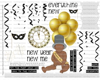 Everything New, New Year, beautifulgoodnews, bible journaling, traceable, printable, faith, christian, sticker, art