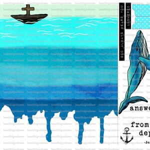 Jonah, Jonah and the whale, beautifulgoodnews,bible journaling, traceable, printable, faith, christian, sticker, art image 2