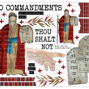 Ten Commandments, bible journaling, printable, faith, christian, sticker, art
