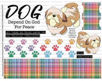 DOG for Peace, beautifulgoodnews, bible journaling, printable, faith, christian, devotional, sticker, art, puppies