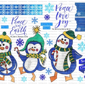 Pingüinos de la paz, Paz en la Tierra, Navidad, hermosas buenas noticias, diario bíblico, rastreable, imprimible, fe, cristiano, pegatina, arte