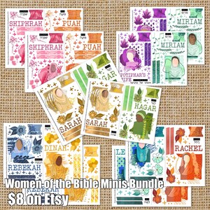 Women of the Bible Minis Bundle, beautifulgoodnews, bible journaling, traceable, printable, faith, christian, sticker, art
