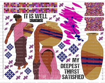 Deepest Thirst, Woman at the Well, bible journaling, traceable, printable, faith, christian, sticker, art