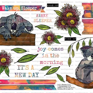 Wake up Sleeper, Koala, bijbeljournaal, traceerbaar, afdrukbaar, geloof, christelijk, sticker, kunst