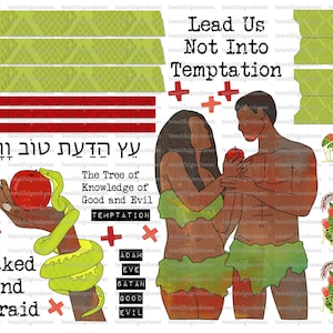 Adam und Eva, Bibel Journaling, rückverfolgbar, printable, Glaube, christlich, Aufkleber, Kunst