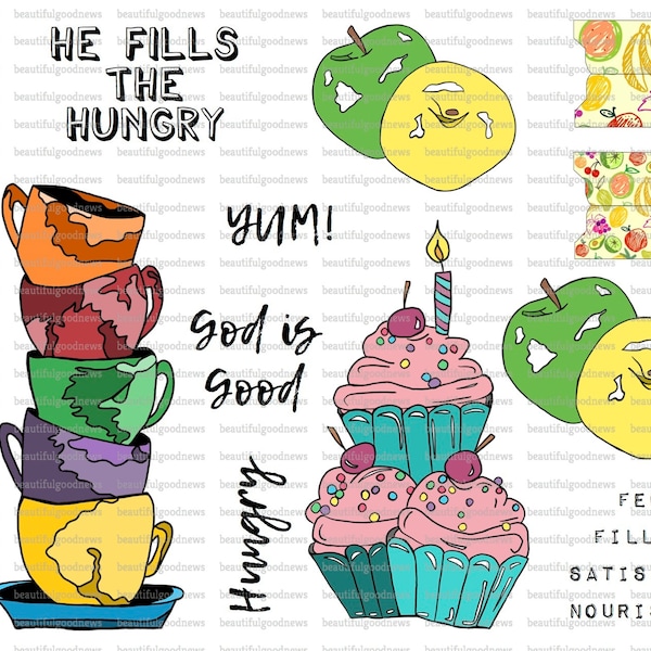 Food, cupcakes, cups, apples, hungry, yummy, yum, art, bible journaling, traceable, printable